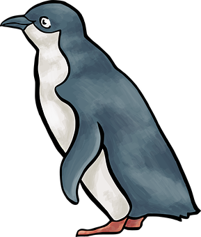 Illustrated Penguin Standing Side View