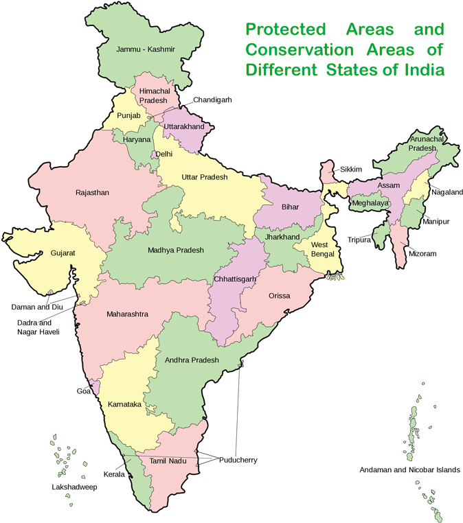 India Protected Conservation Areas Map