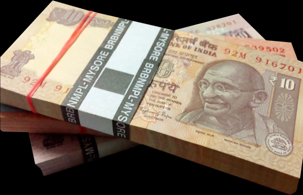 Indian Currency Bundlewith Gandhi Portrait