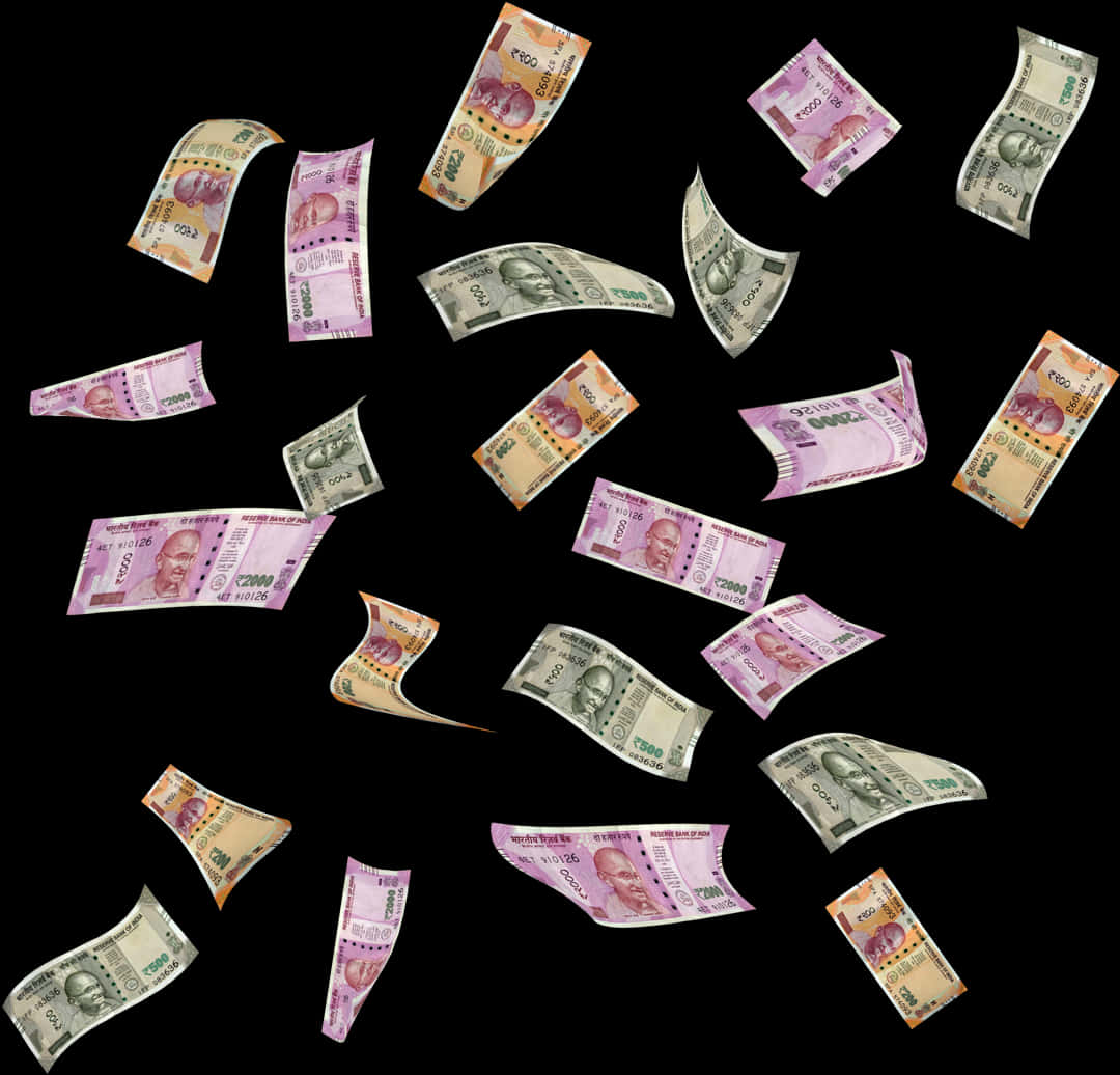 Indian Currency Notes Falling