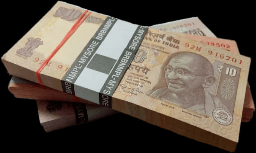 Indian Currency Ten Rupee Notes Bundle