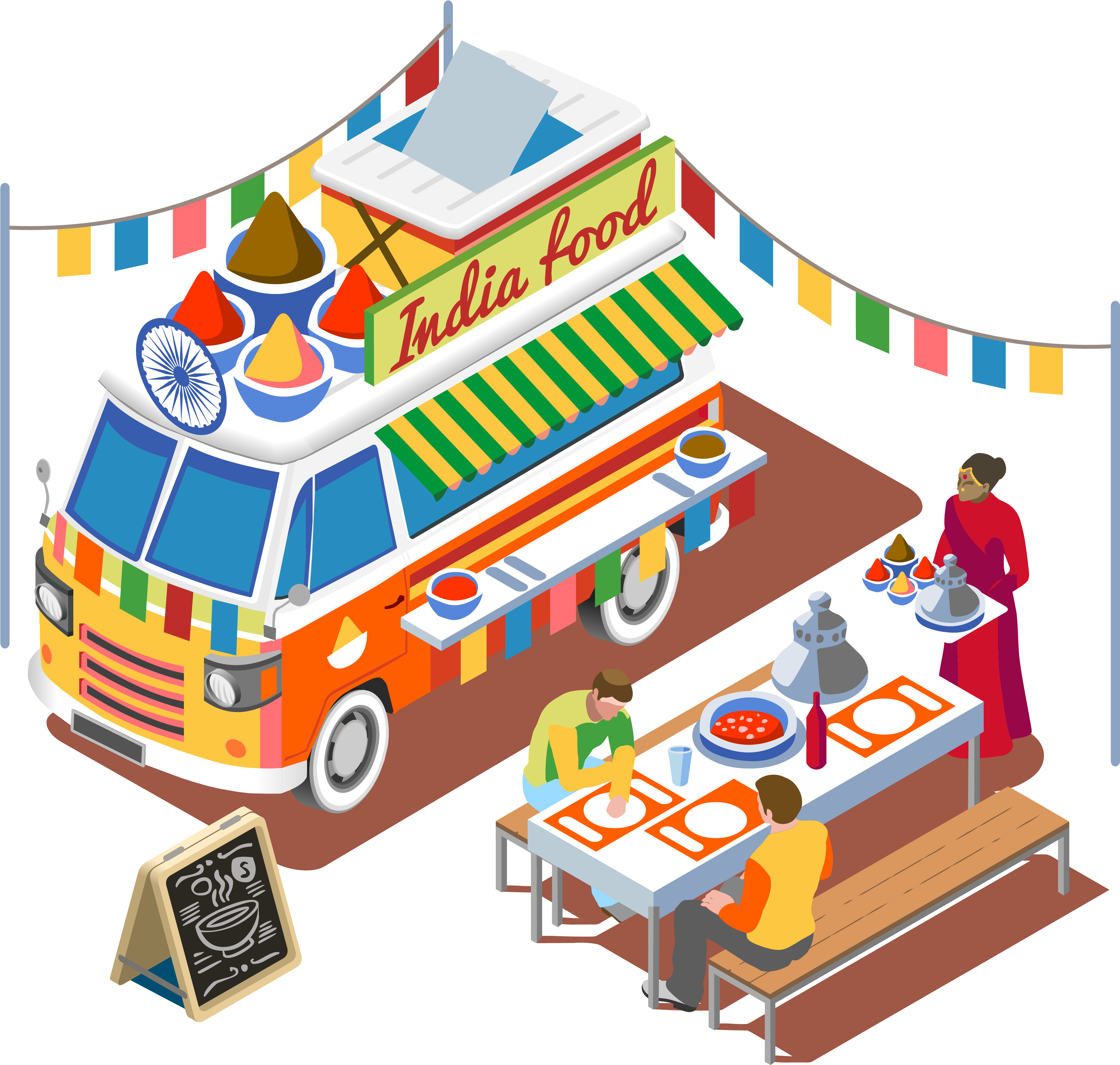 Indian Food Truck Illustration