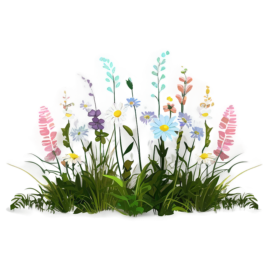 Indie Flower Field Landscape Png 40