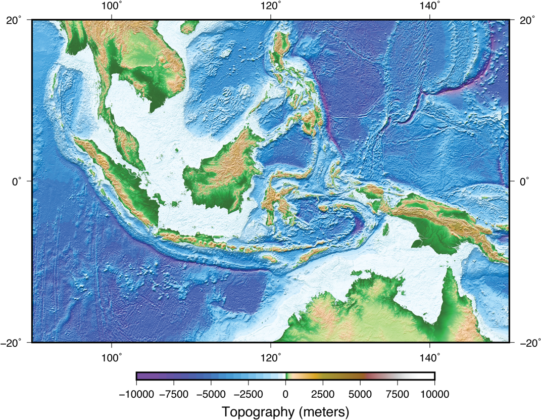 Indonesian Topography Map