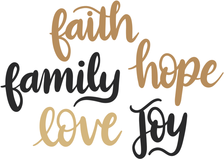 Inspirational Word Art Faith Family Hope Love Joy