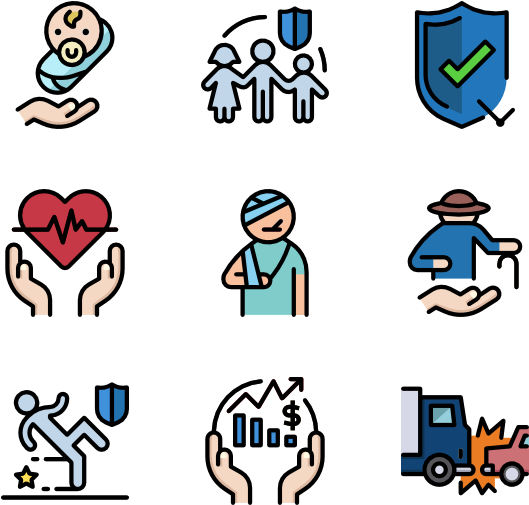 Insurance Types Icons Set