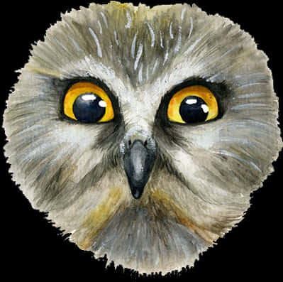 Intense Eyed Owl Watercolor