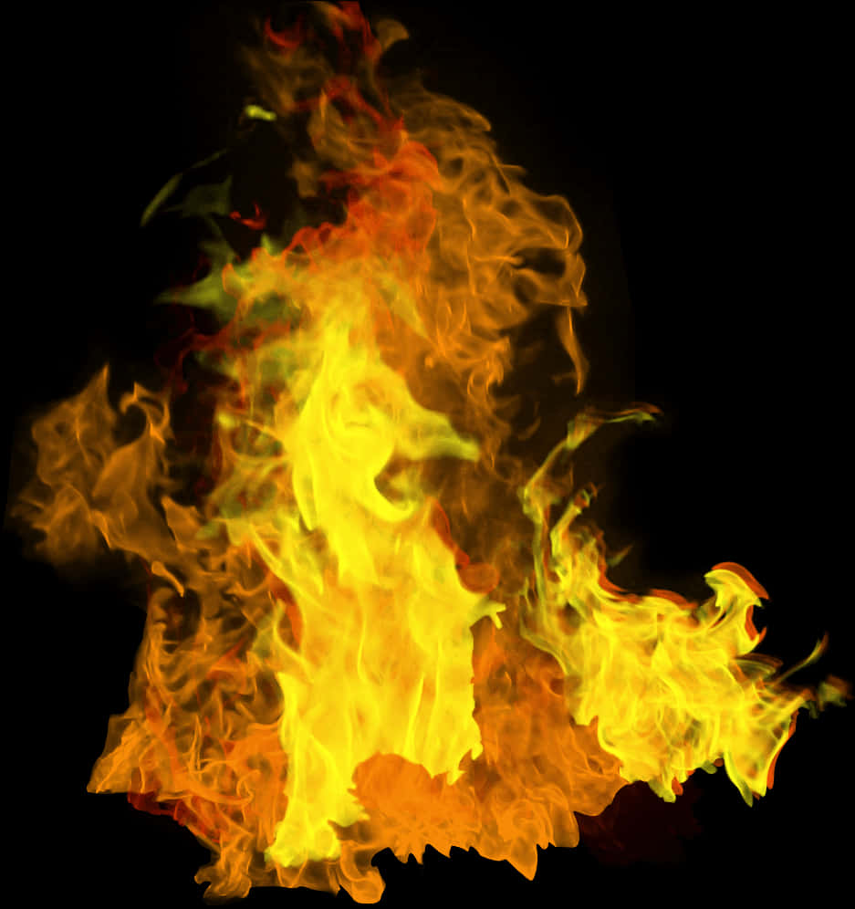 Intense_ Flame_ Isolated_on_ Black_ Background