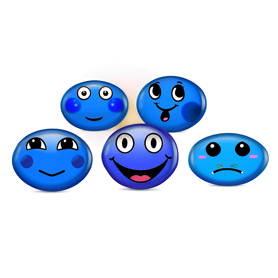 Interactive Blue Emojis Png Bundle 06282024