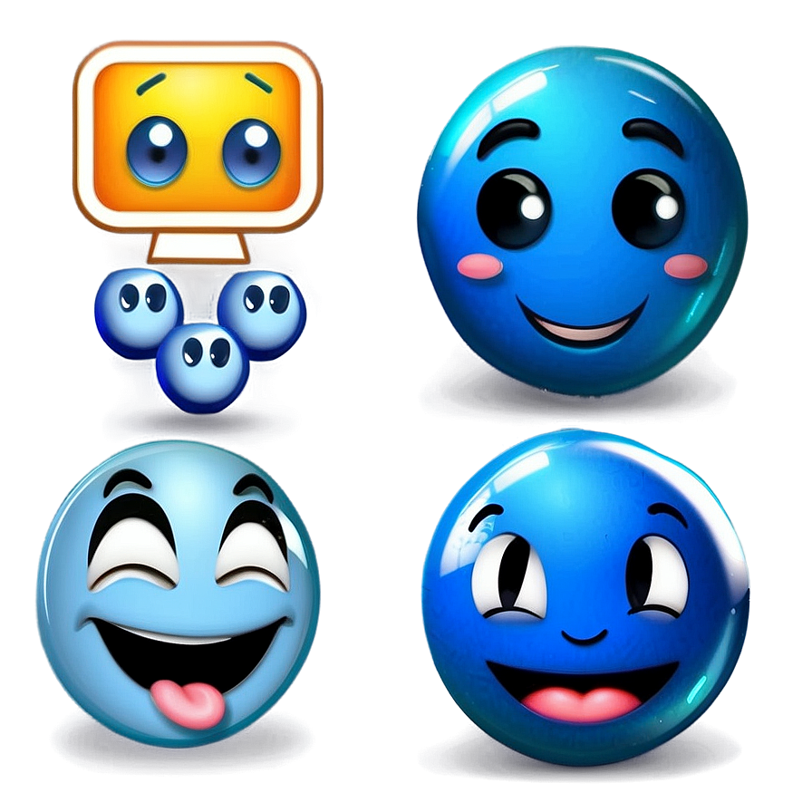 Interactive Blue Emojis Png Bundle 56