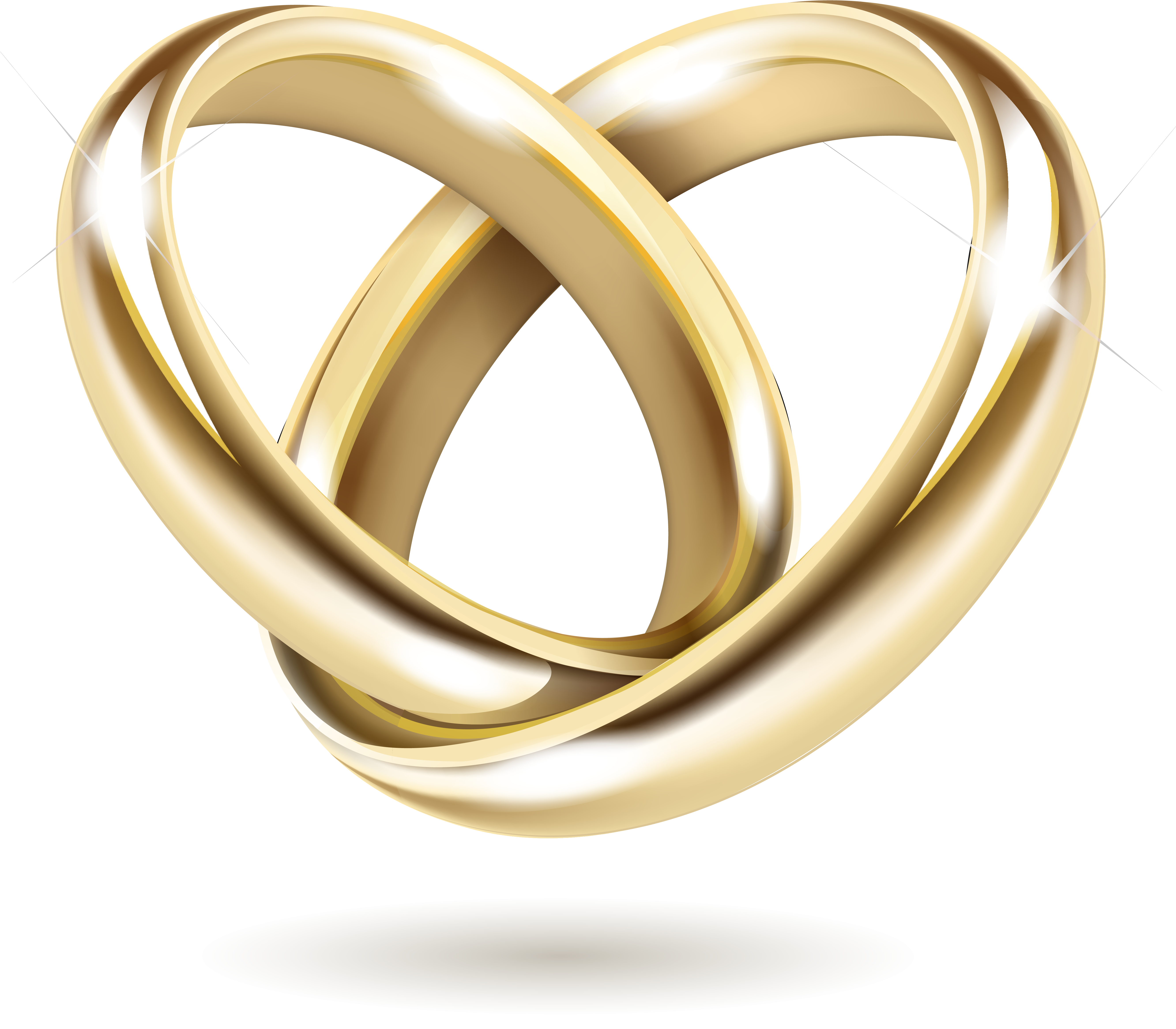 Interlocked Golden Wedding Rings Clipart