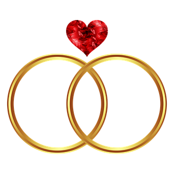 Interlocking Ringswith Red Heart