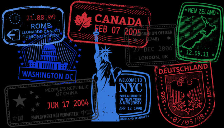 International Passport Stamps Collage
