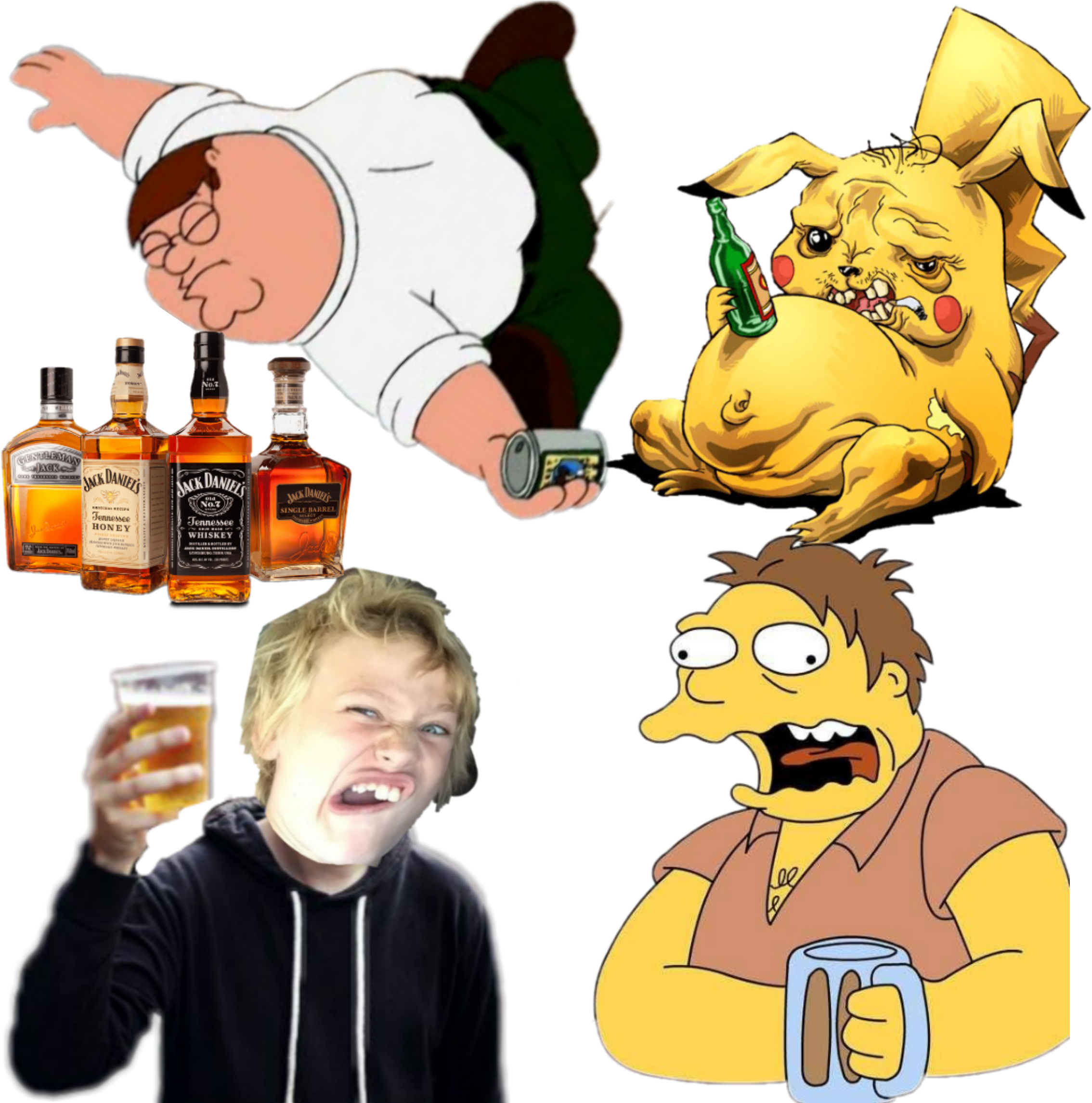 Intoxicated Cartoon Characters Collage