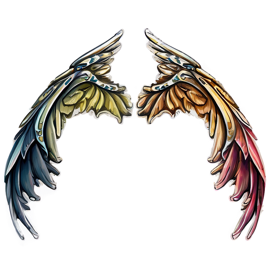 Intricate Angel Wings Design Png Yst39