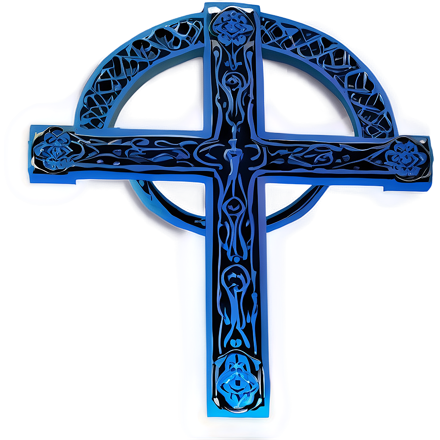 Intricate Blue Cross Detail Png Ohq21