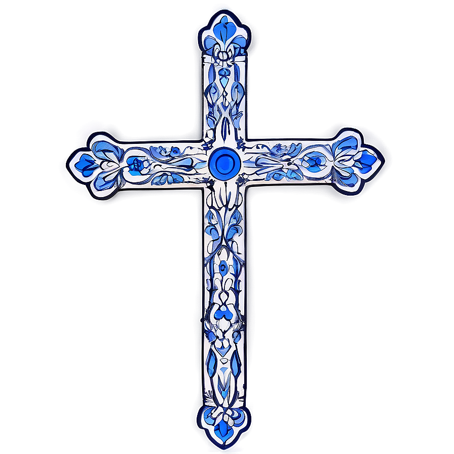 Intricate Blue Cross Detail Png Ynu17