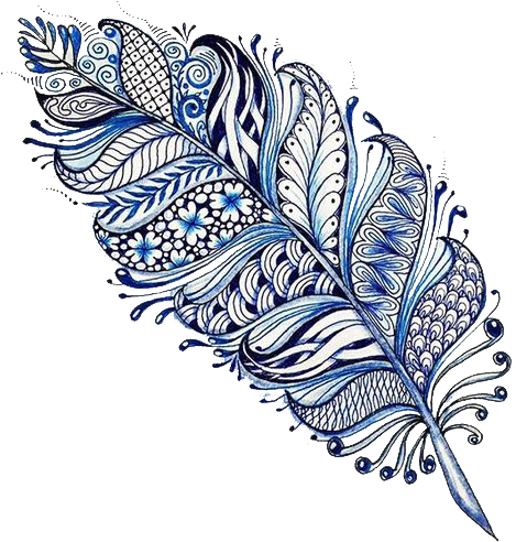 Intricate Blue Feather Artwork