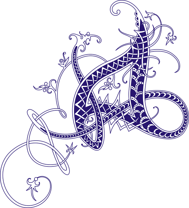 Intricate Celtic Dragon Calligraphy Art