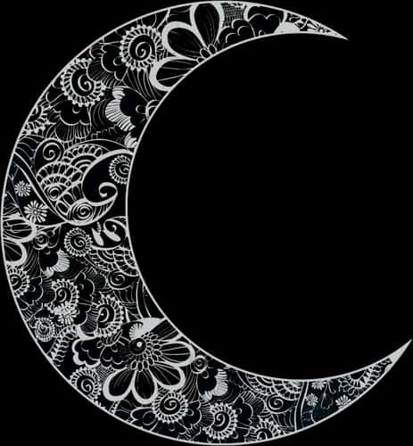 Intricate Floral Crescent Moon Design