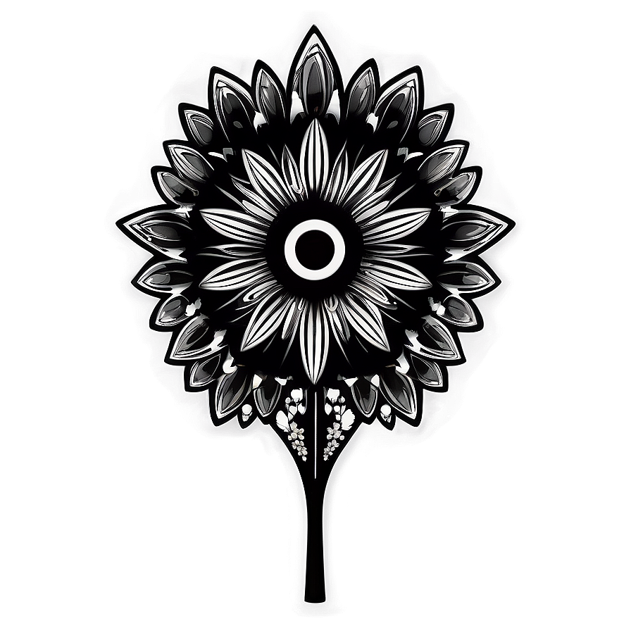 Intricate Flower Black And White Png Cvn22