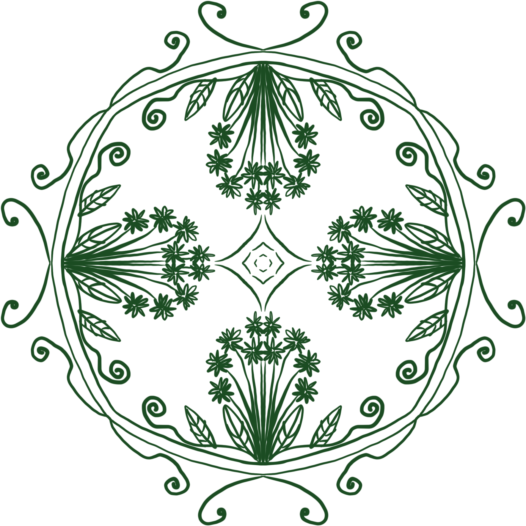 Intricate Green Floral Mandala Design