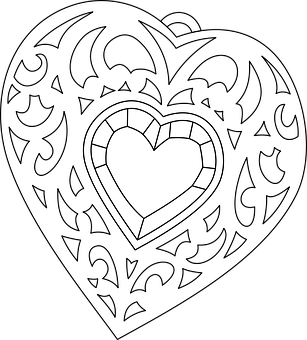 Intricate Heart Design Blackand White