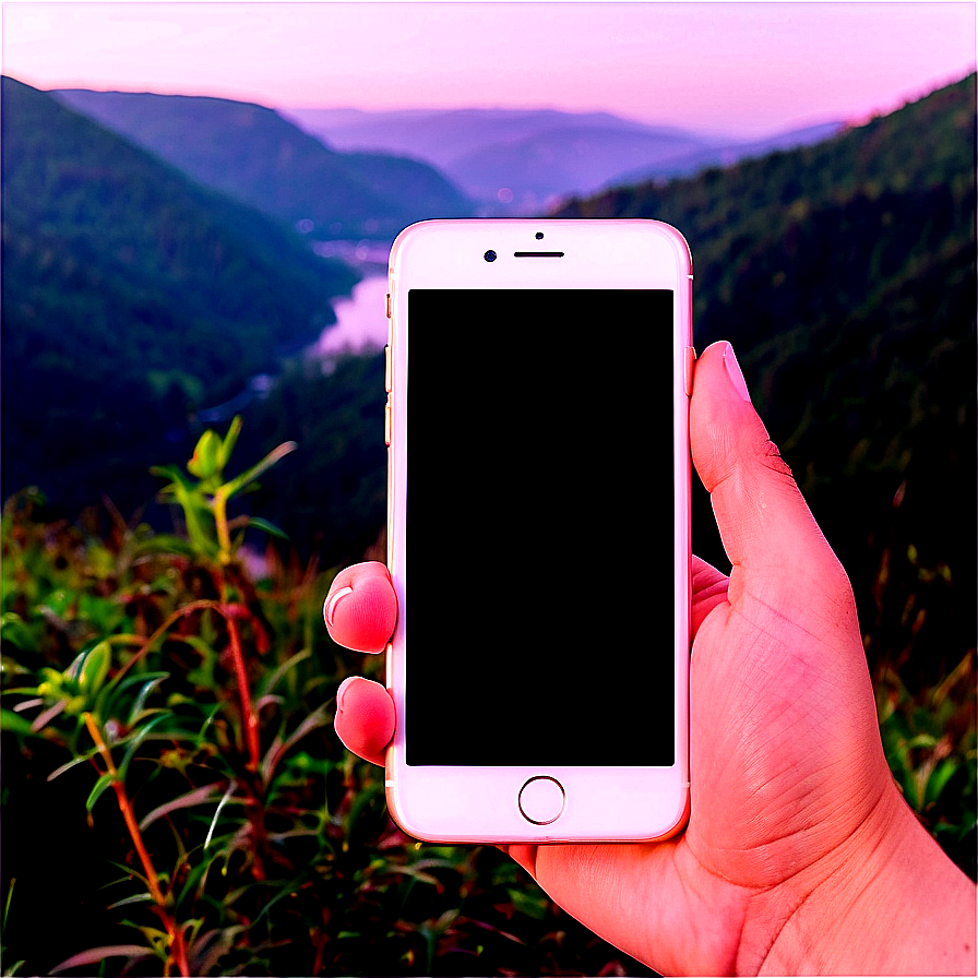 Iphone Mockup In Nature Png Onn