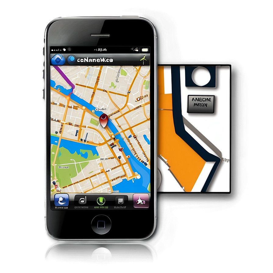 Iphone With Map Navigation Png Nve