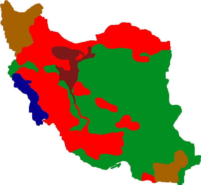 Iran Political Map Color Coded