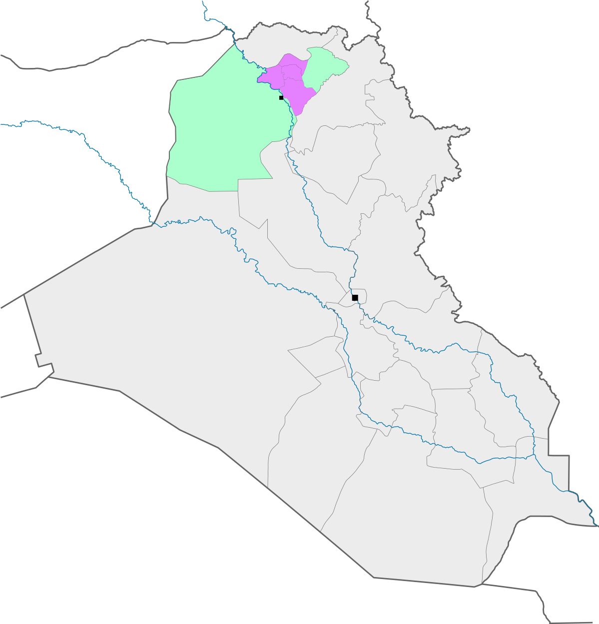 Iraq Districts Map Color Coded