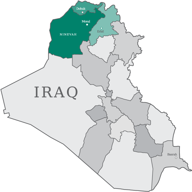 Iraq Map Nineveh Highlighted