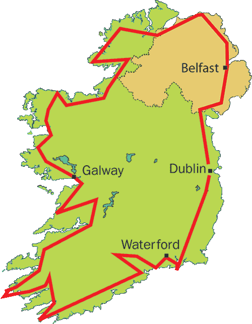 Ireland Mapwith Citiesand Travel Route