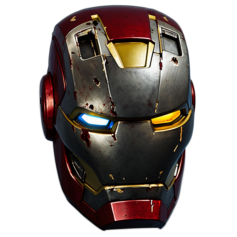 Iron Man Helmet With Battle Damage Png 06122024