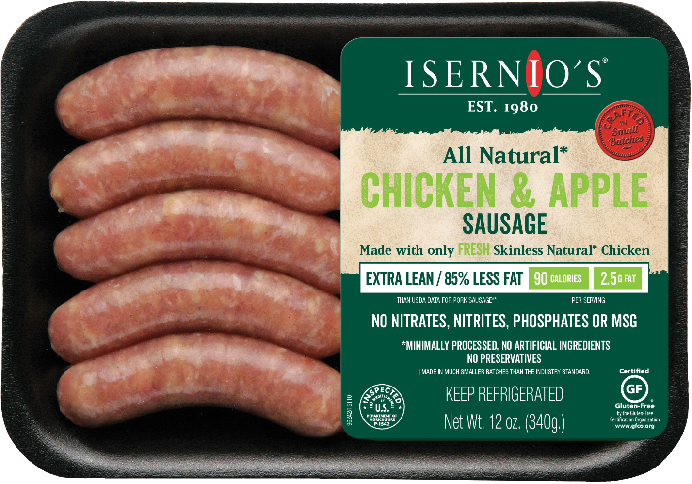 Isernios Chicken Apple Sausage Packaging