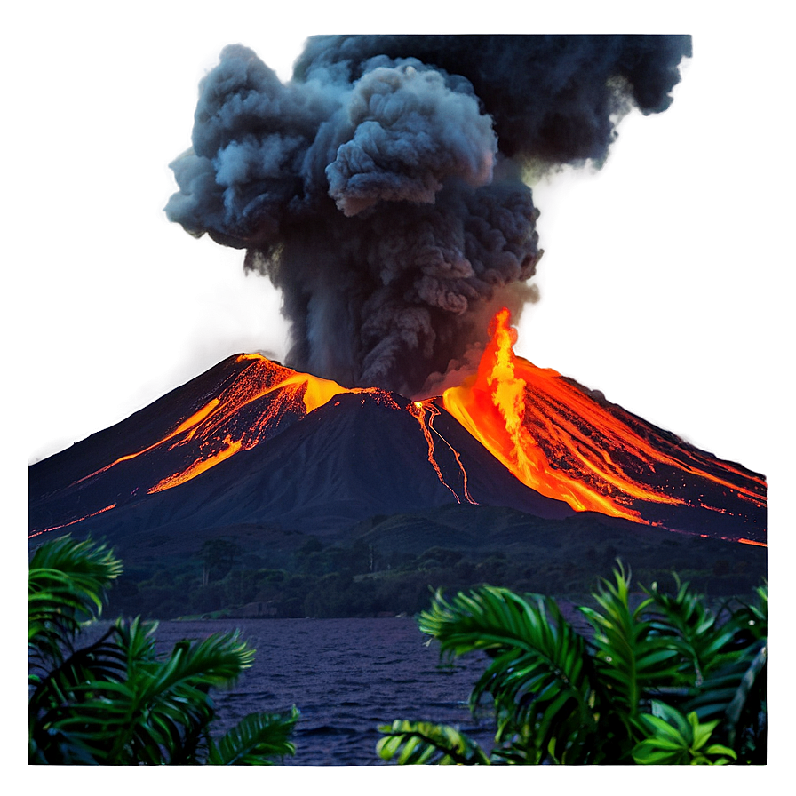 Island Volcano Eruption View Png Pam99