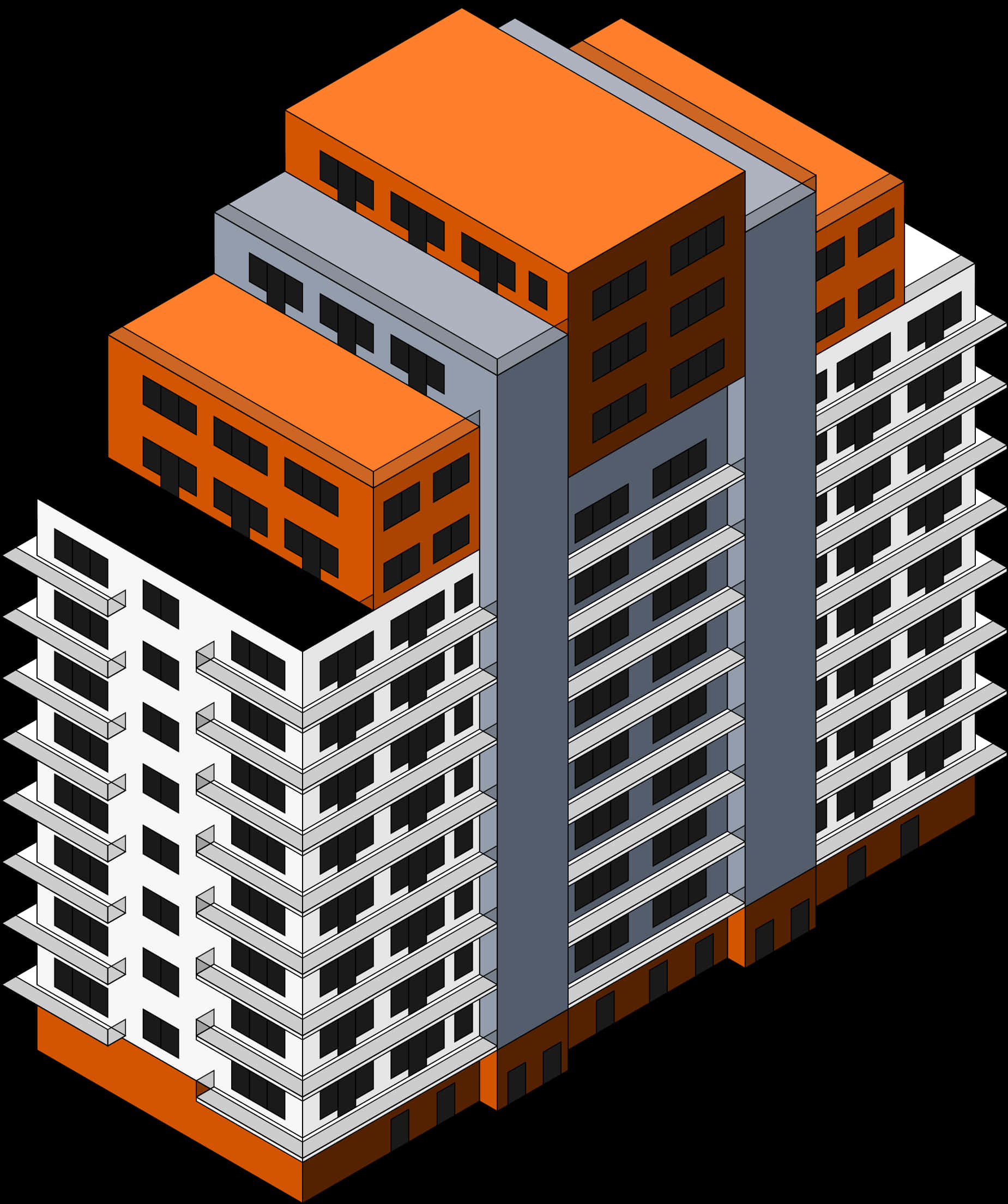 Isometric Apartment Complex Illustration