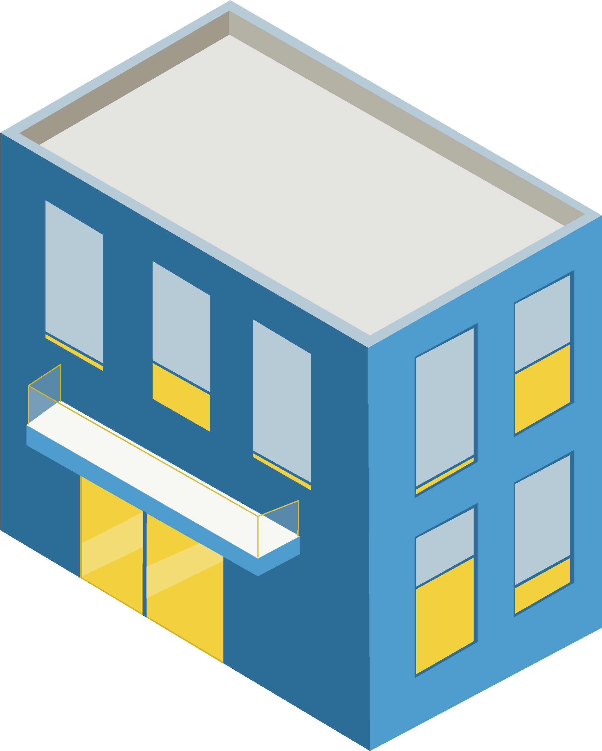 Isometric Blue Building Vector