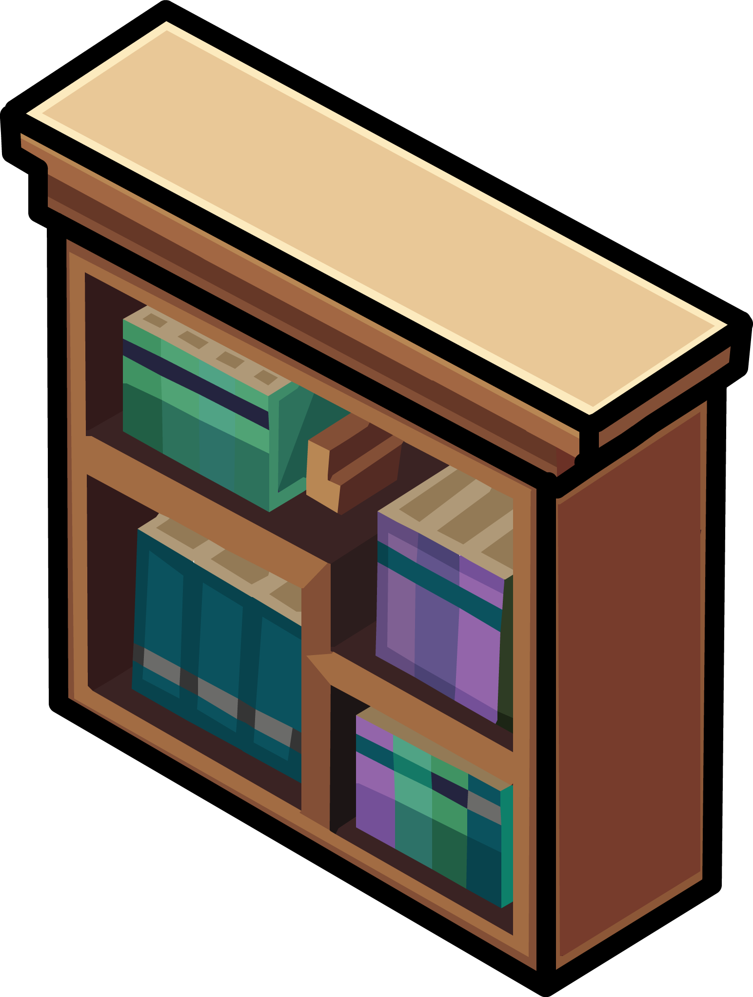 Isometric Bookshelfwith Books