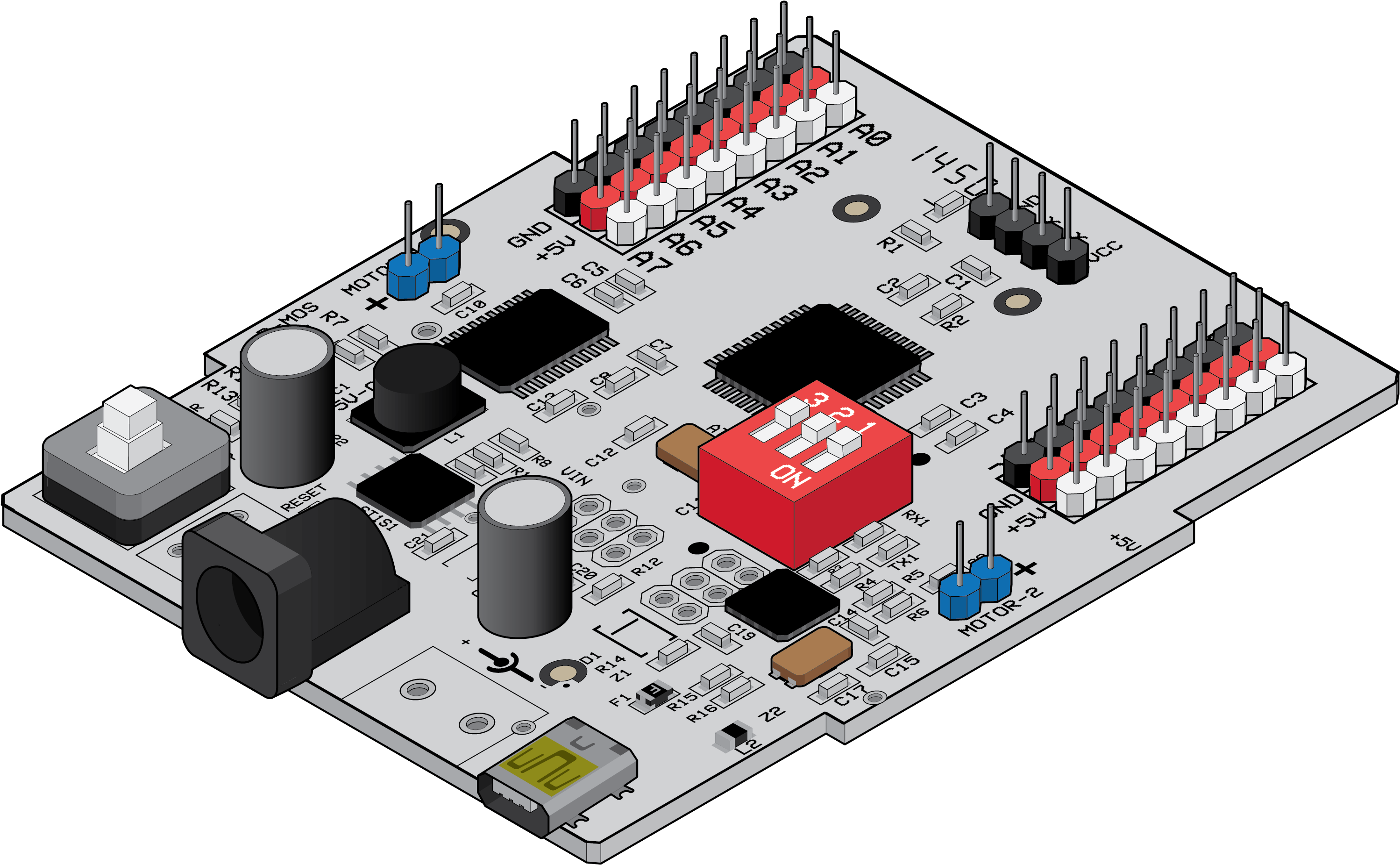 Isometric Electronic Controller Board Illustration