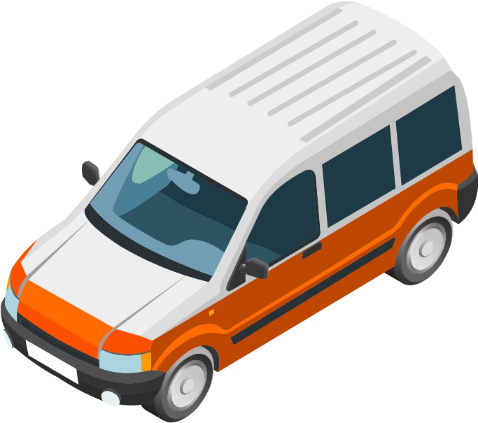 Isometric Orangeand White Van