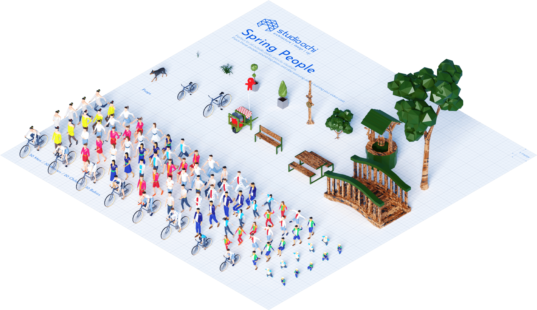 Isometric Spring People Gathering