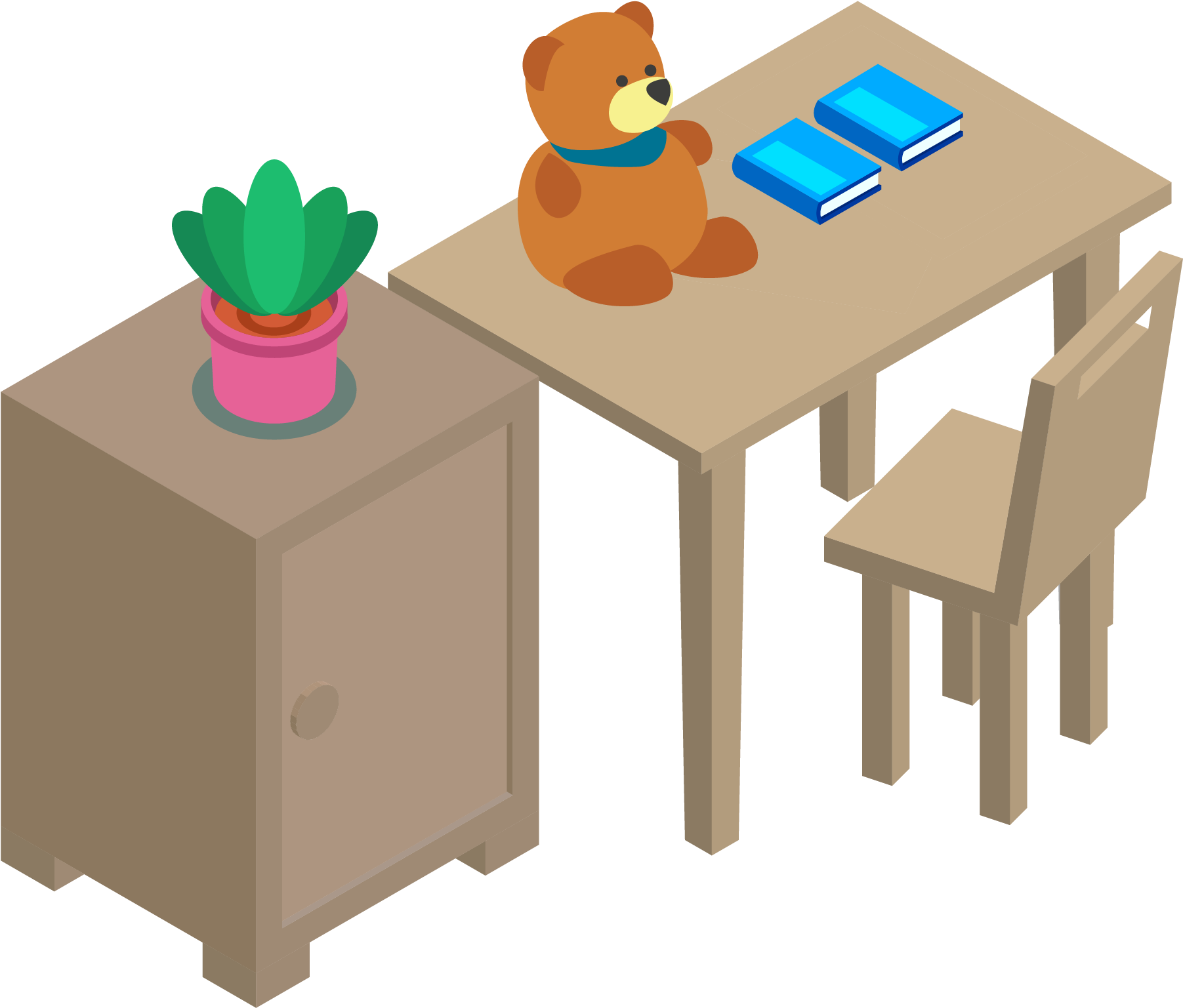 Isometric Tableand Accessories Clipart