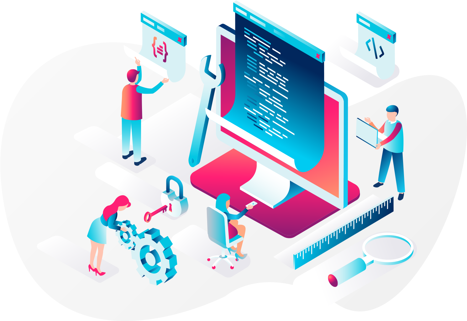 Isometric Web Development Team Illustration