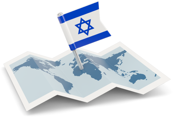 Israel Flag World Map Icon