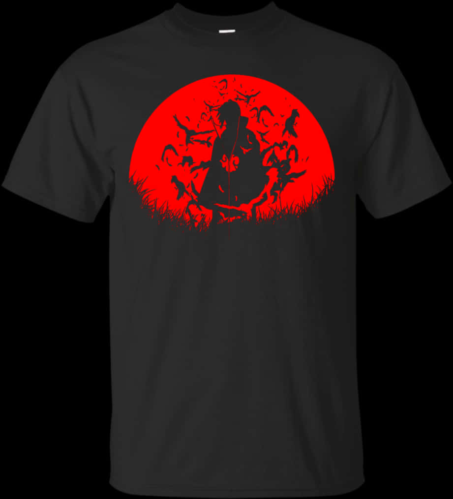 Itachi Silhouette Red Moon T Shirt