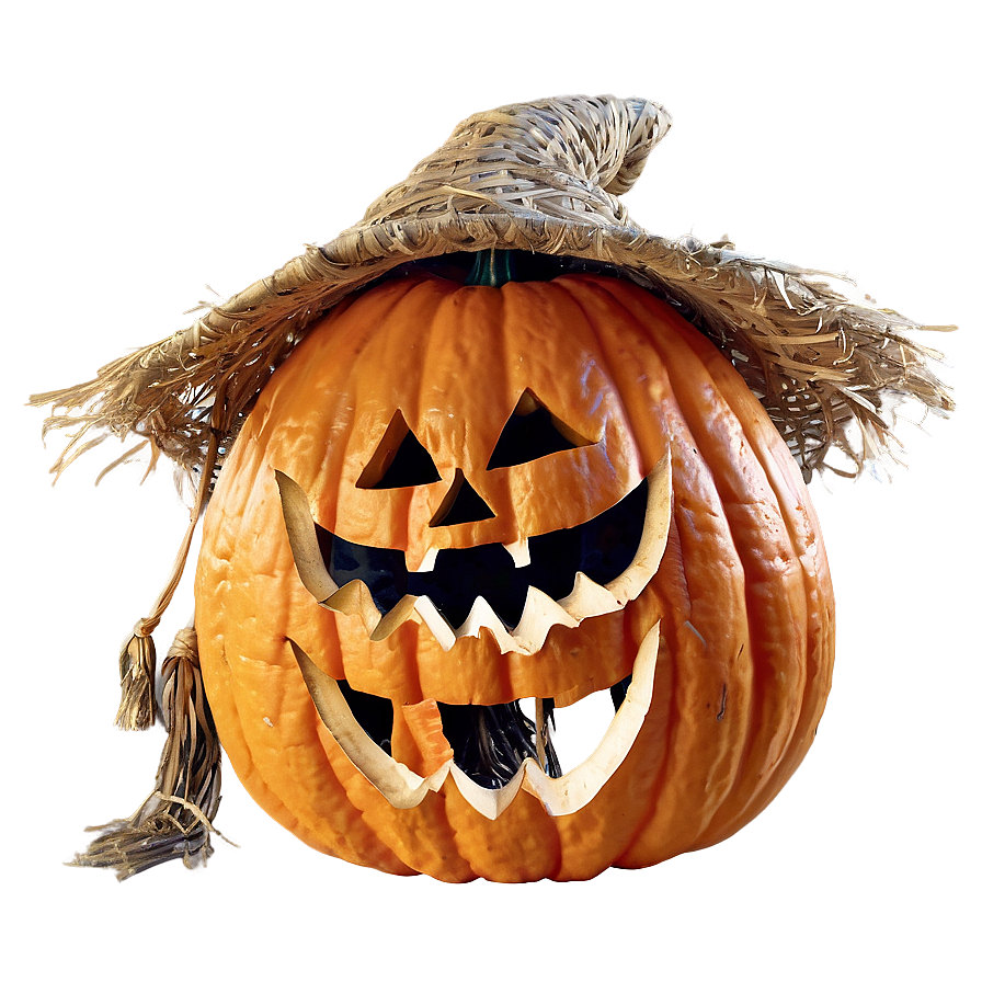 Jack O Lantern With Scarecrow Png Pvj43