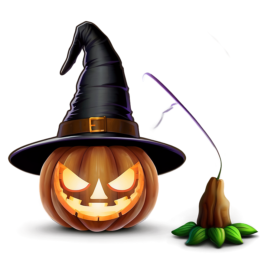 Jack O Lantern With Witch Hat Png Tju