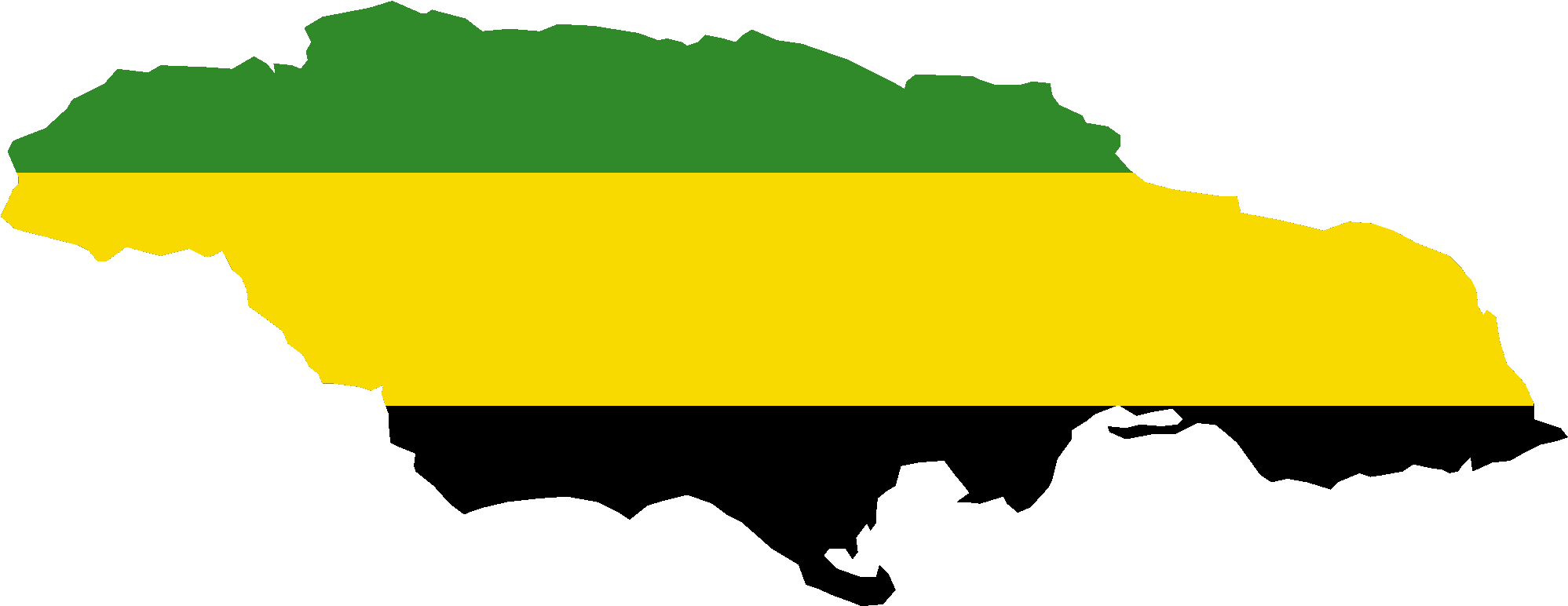 Jamaica Map Silhouette Green Yellow Black