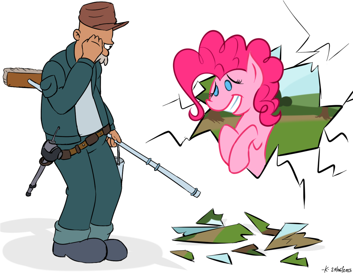 Janitor Surprisedby Pink Pony